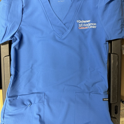 Ladies 2 Pocket V-Neck Top by Fundamentals with Ochsner/MDA Logo